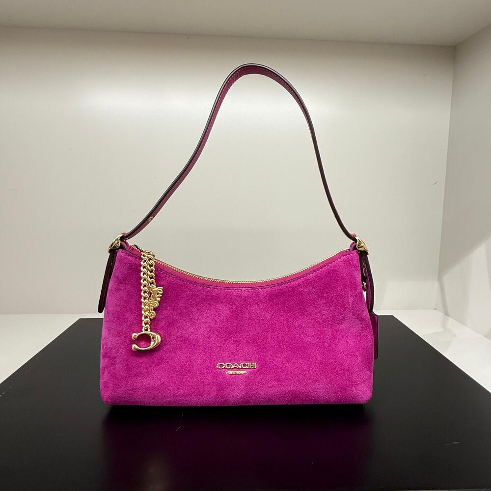 New‼️Coach Emeilia Shoulder Bag CGV47 suede/Magenta